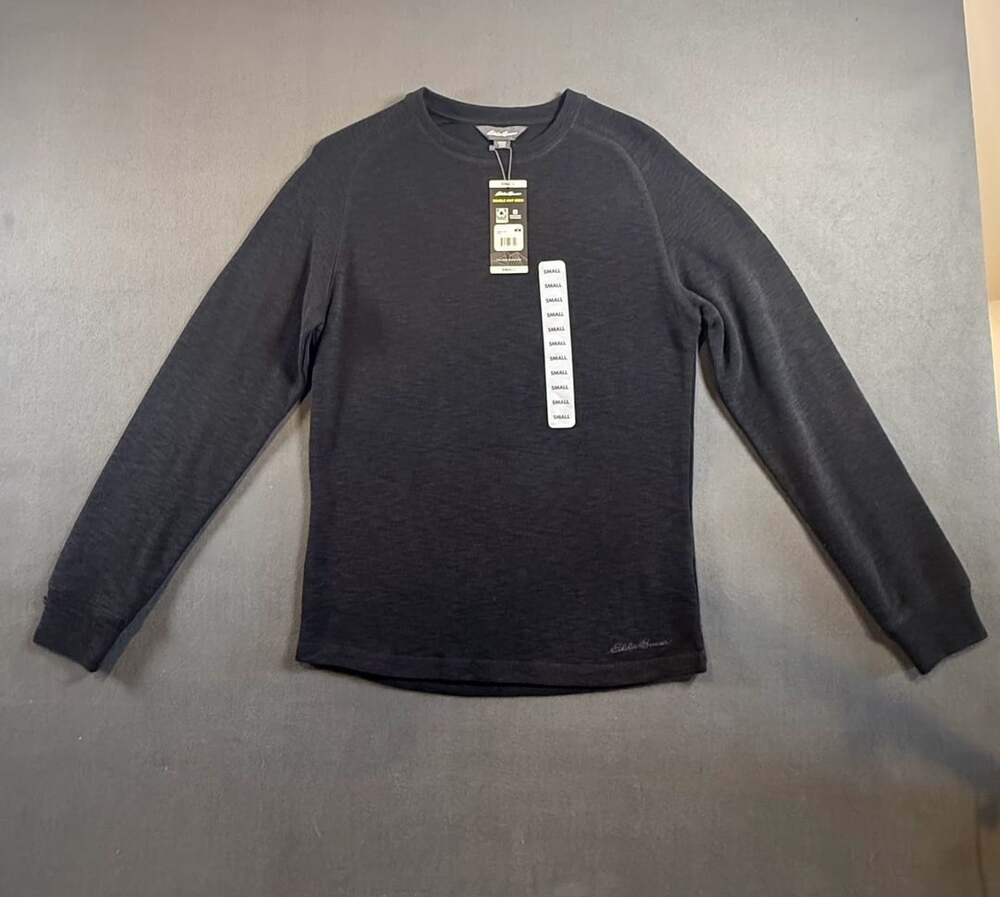 Eddie Bauer Double Knit Crew Size Small Black Long Sleeve Thermal Shirt